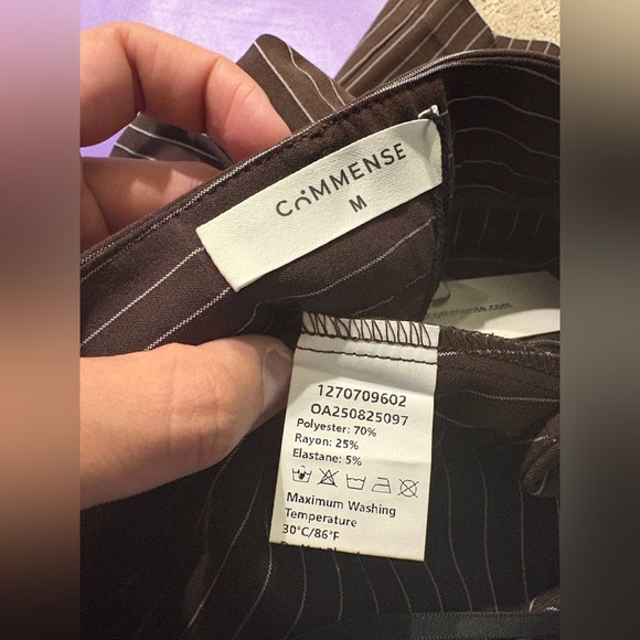 Striped Pleated Wide-Leg Pants without Belt Commense M KK3 or 10 - Picture 8 of 8